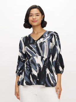 Aask - Womens Polyester Printed Black Color Regular Top