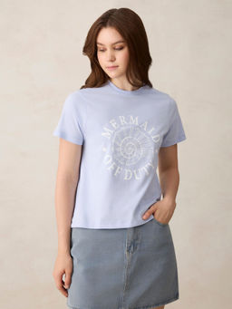 Outzidr - Purple Cotton Crew Neck Graphic Street Wear T-Shirt