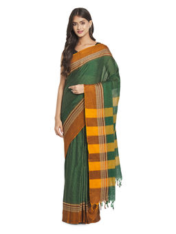 Fabindia - Green Geometric Cotton Saree