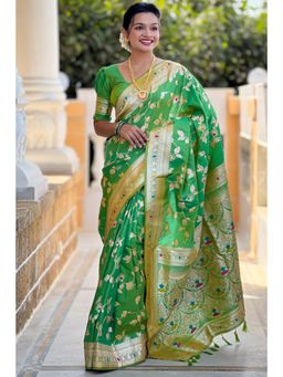 SGF11 - Light Green Kanjeevaram Pure Soft Silk Saree with Unstitched Blouse
