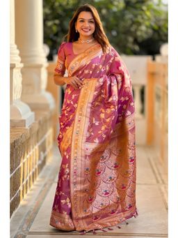 SGF11 - Light Pink Kanjeevaram Pure Soft Silk Saree with Unstitched Blouse
