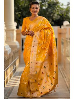 SGF11 - Yellow Kanjeevaram Pure Soft Silk Saree with Unstitched Blouse