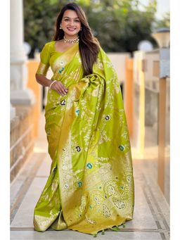 SGF11 - Light Green Kanjeevaram Pure Soft Silk Saree with Unstitched Blouse