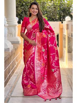 SGF11 - Pink Kanjeevaram Pure Soft Silk Saree with Unstitched Blouse