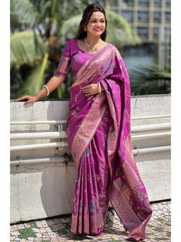 SGF11 - Purple Kanjeevaram Pure Soft Silk Saree with Unstitched Blouse