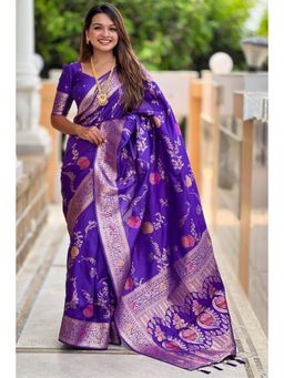 SGF11 - Purple Kanjeevaram Pure Soft Silk Saree with Unstitched Blouse