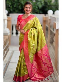 SGF11 - Light Green Kanjeevaram Pure Soft Silk Saree with Unstitched Blouse
