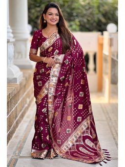 SGF11 - Maroon Kanjeevaram Pure Soft Silk Saree with Unstitched Blouse