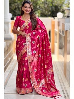 SGF11 - Pink Kanjeevaram Pure Soft Silk Saree with Unstitched Blouse