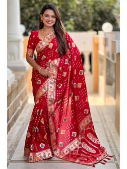 SGF11 - Red Kanjeevaram Pure Soft Silk Saree with Unstitched Blouse
