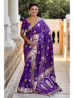 SGF11 - Purple Kanjeevaram Pure Soft Silk Saree with Unstitched Blouse