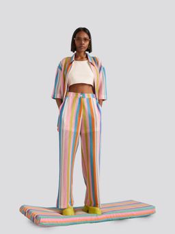 Muvazo - Rainbow Ripple Crochet Shirt Co-Ord (Set of 3)