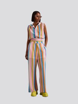 Muvazo - Rainbow Ripple Crochet Jacket Co-Ord (Set of 3)