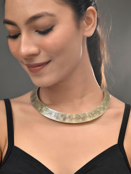 Silvermerc Designs - Gold Spiral Pattern Collar Choker Necklace