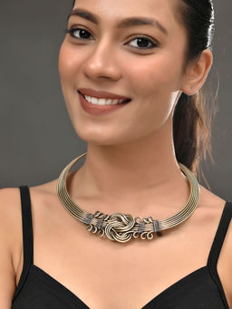 Silvermerc Designs - Gold Intricate Knot Choker Necklace For Women