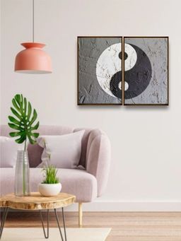 The Art House - Abstract Painting Multicolor (Set of 2) (40X30 Inches)