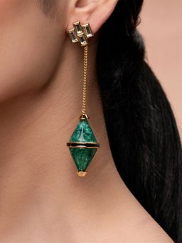Isharya - Razia Green Quartz Mirror Drop Earrings