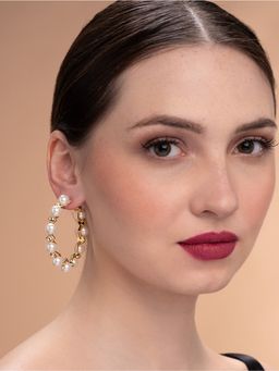 Isharya - Amara Pearl CZ Statement Hoop Earrings in 18kt Gold Plated