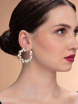 Isharya - Amara Mirror Pearl Hoop Earrings in 18kt Gold Plated