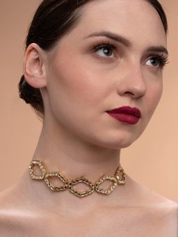 Isharya - Amara Mirror Statement Choker Necklace in 18kt Gold Plated