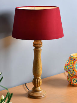Homesake - Victorian Natural Table Lamp Red Shade