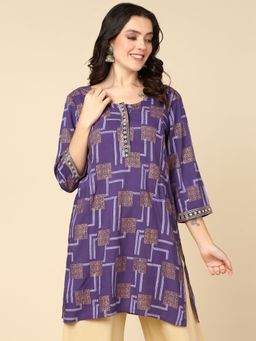 Zelena - Three Fourth Sleeves Purple Maternity Kurti with Pocket
