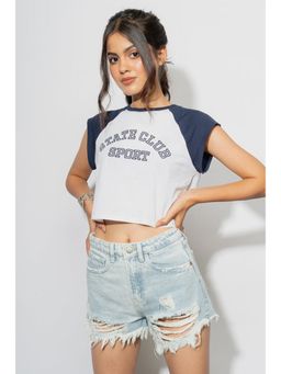 FREAKINS - Light Blue Distressed Shorts