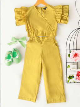 Bella Moda - Girls Yellow Solid Top with Pant (Set of 2)
