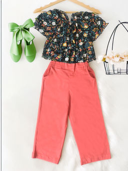 Bella Moda - Girls Multi-Color Floral Printed Top with Pant (Set of 2)