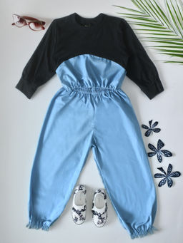 Bella Moda - Girls Black & Blue Solid Top with Pant (Set of 2)
