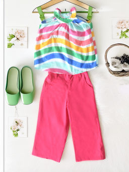 Bella Moda - Girls Multi-Color Colorblock Top with Pant (Set of 2)