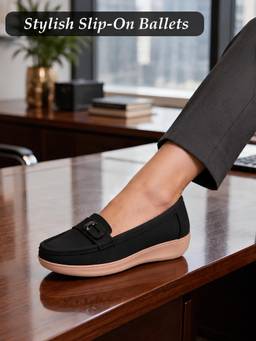 Aroom - Women Black Classic Loafers