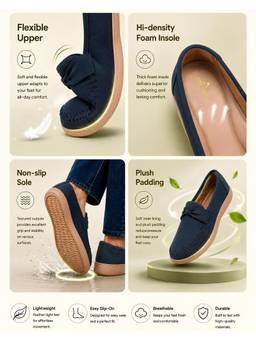 Aroom - Women Navy Blue Classic Loafers