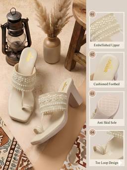 Aroom - Women Cream Elegant Block Heels