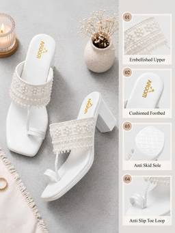 Aroom - Women White Elegant Block Heels