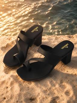 Aroom - Women Black Stylish Block Heels