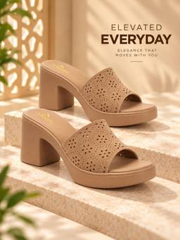 Aroom - Women Beige Block Heels