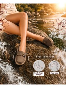 Aroom - Beige Stylish Comfort Loafers for Women