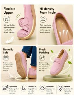 Aroom - Pink Stylish Comfort Loafers for Women