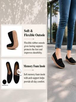 Aroom - Black Stylish Comfort Loafers for Women