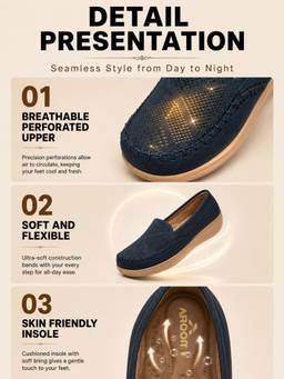 Aroom - Blue Stylish Comfort Loafers for Women