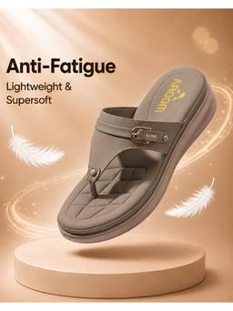 Aroom - Beige Trendy Platform Toe-Ring Sandals for Women