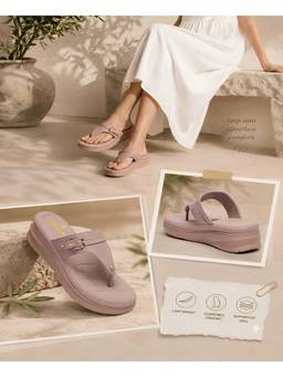 Aroom - Peach Trendy Platform Toe-Ring Sandals for Women