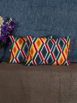 SHADES OF LIFE - Cotton Decorative Cushion Covers (Multi Color Emb12x18)Set of 2