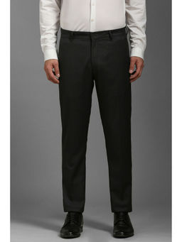 Louis Philippe - Men Grey Slim Fit Textured Flat Front Formal Trouser