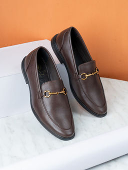 PRIVO - Men Brown Round Toe Casual Loafers