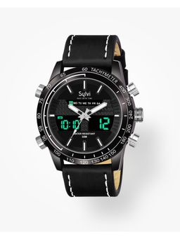 Sylvi - Casual Look Analog & Digital Black Strap Watch For Men (8071-Black)