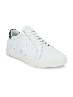 CARLO ROMANO - Sheep Leather White Green Lace Up Sneakers