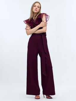 Cover Story - Wine Long Jumpsuit with Belt