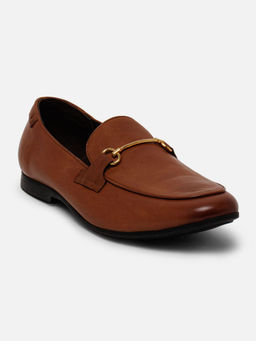 EZOK - Solid Tan Leather Casual Loafers For Men